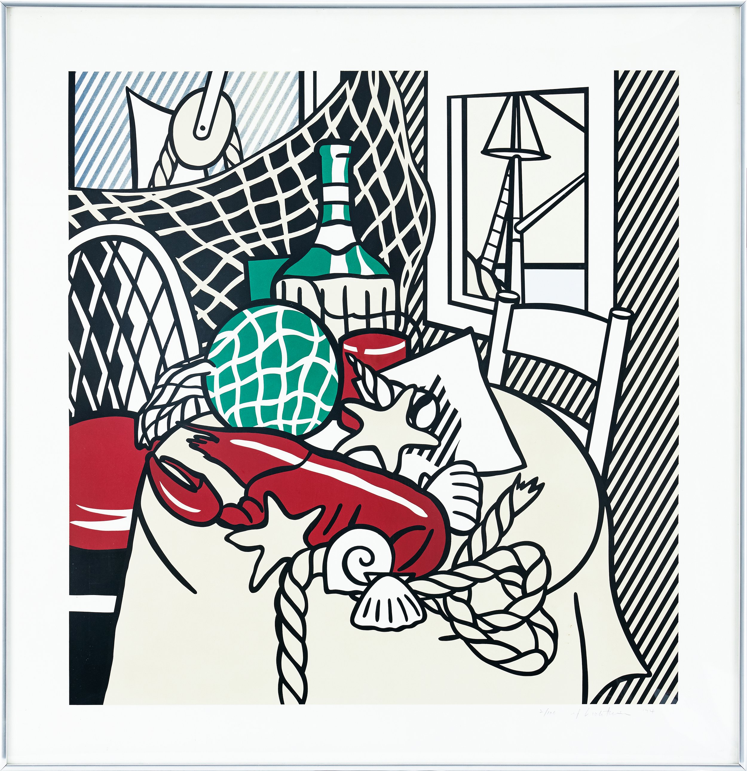Still Life with Lobster (1974)
Hand Signed, Silkscreen (2/100)
98 x 95 cm (38.58 x 37.4 in)
Condition: excellent