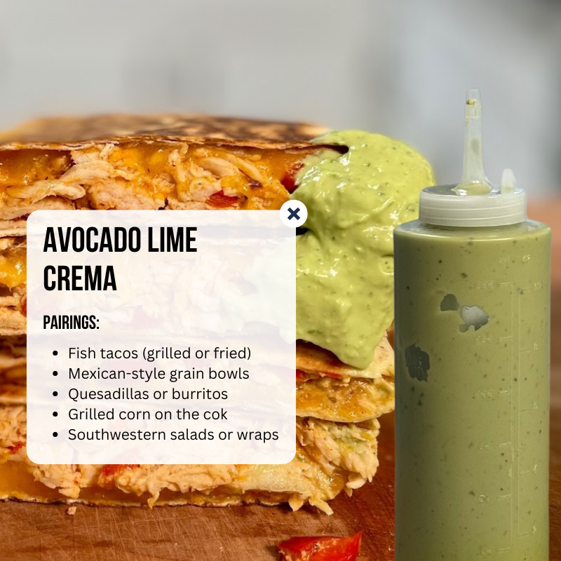 Avocado Lime Crema — one of the 30 sauce recipe cards inside
