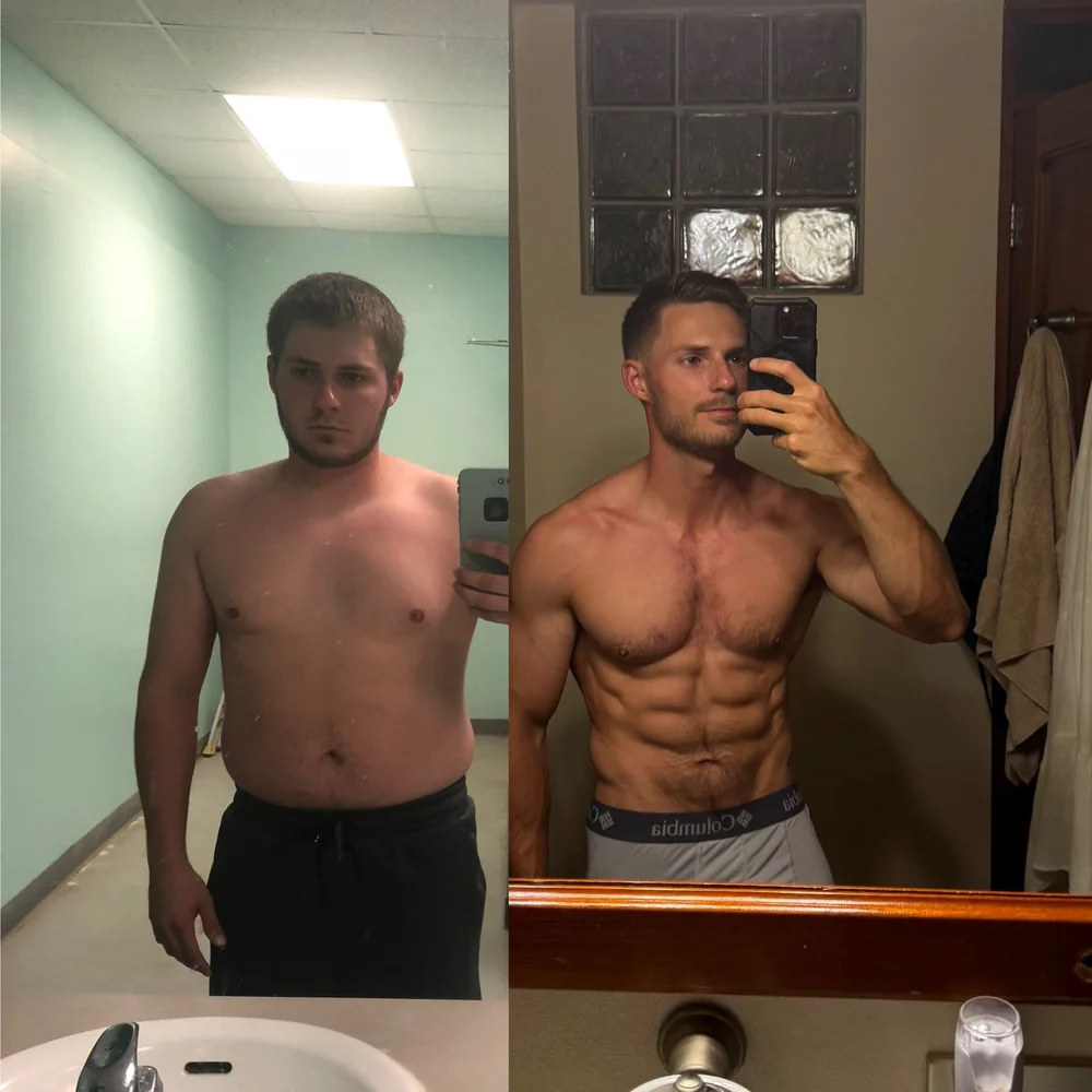 Hunter's own before and after transformation