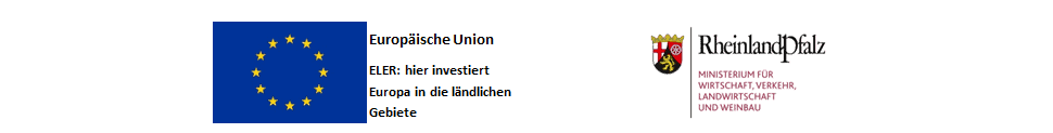 Logo der Europäischen Union und des Ministeriums für Wirtschaft, Verkehr, Landwirtschaft und Weinbau Rheinland-Pfalz.