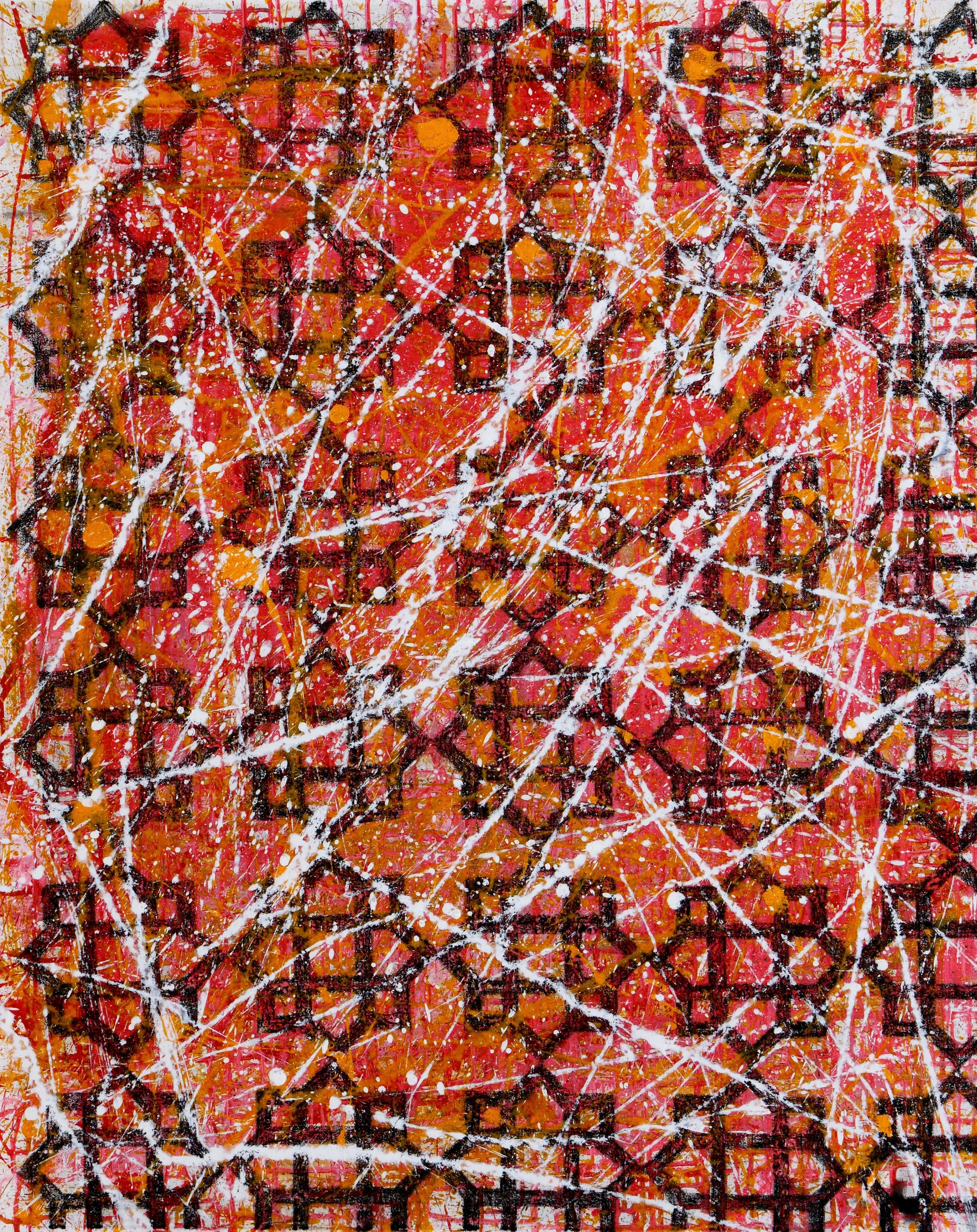 Oriente Rosso
(2023)
80 x 100 x 2,5 cm / 31.5 x 39.4 x 0.98 inch 
Acrylics and pastels on canvas with wooden frame