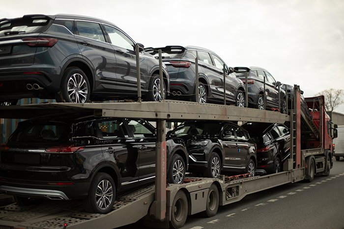 Cars on a car transporter