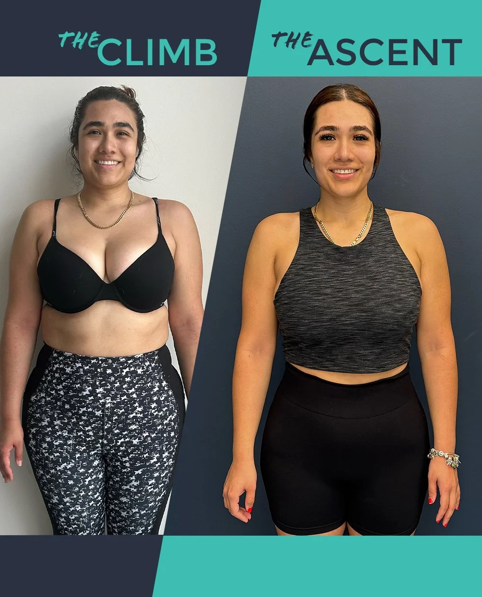 Before and after progress photos of a client training at PEAK Athletic Conditioning