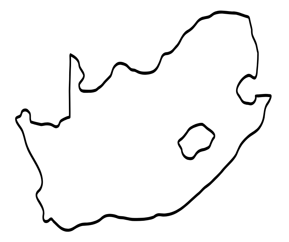 Outline of a country with a small inland lake.