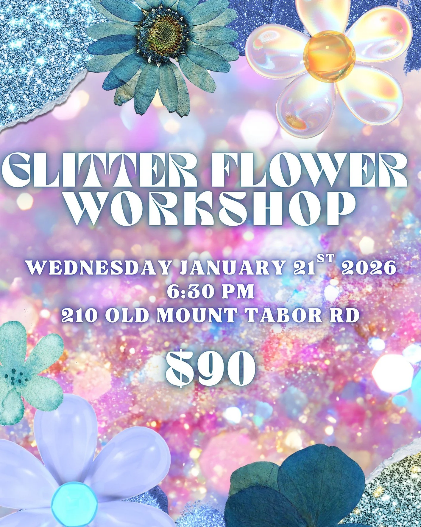 Beat the winter blues at our Glitter Blooms Floral Arranging Workshop! Explore the art of creating a radiant arrangement using glitter-adorned flowers (you'll get to glitter some of your own blooms too!). This hands-on session includes all materials,