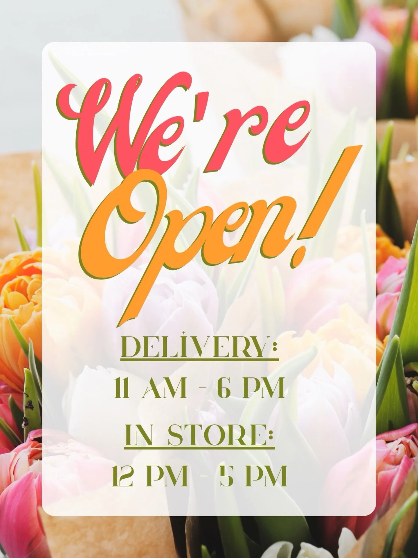 We are open Sunday IN STORE for Mother&rsquo;s Day! Come see us (and bring your Mom!) 💘
