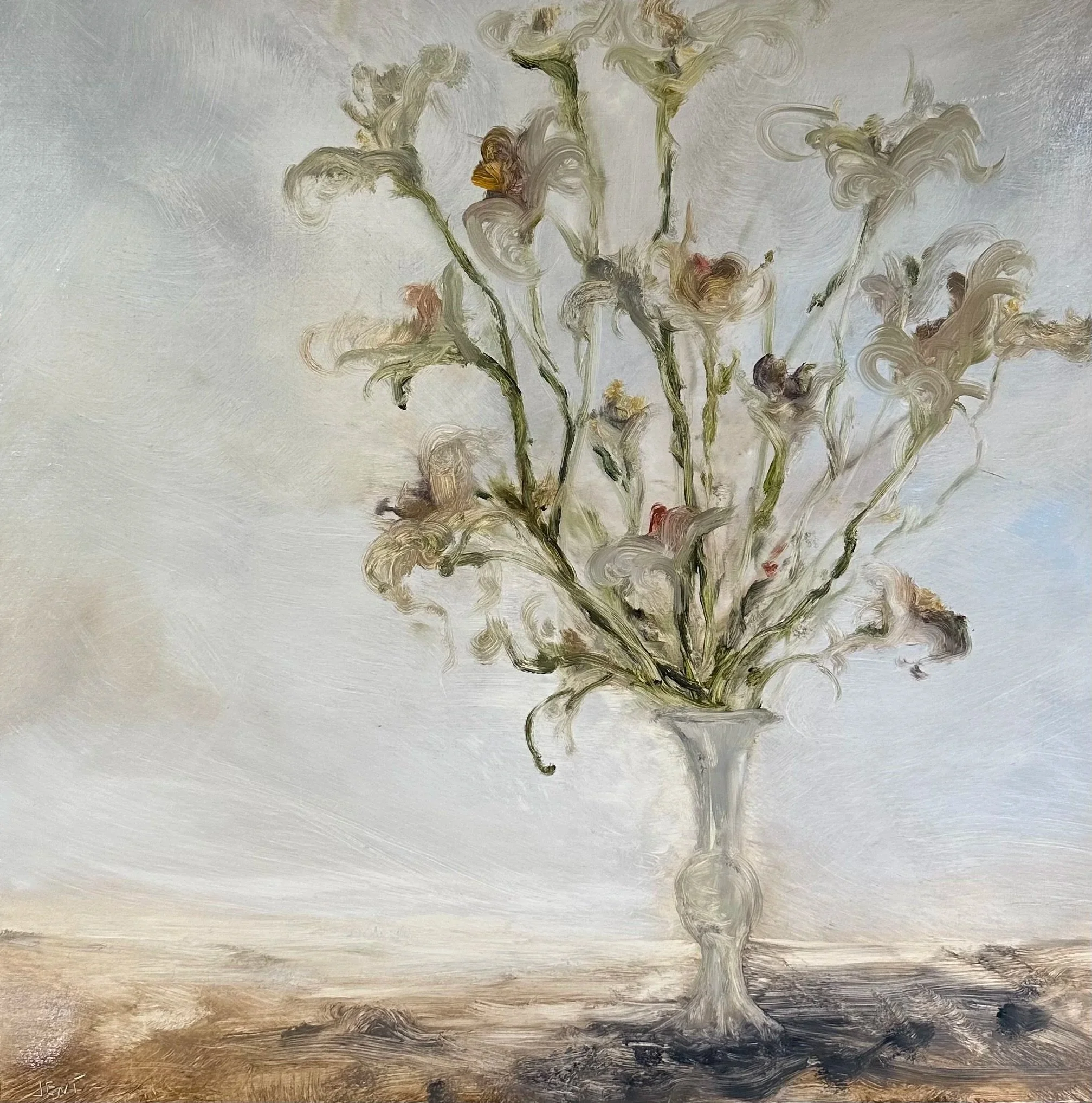 Sophia's Flowers - Oil on wood panel 24" x 24"