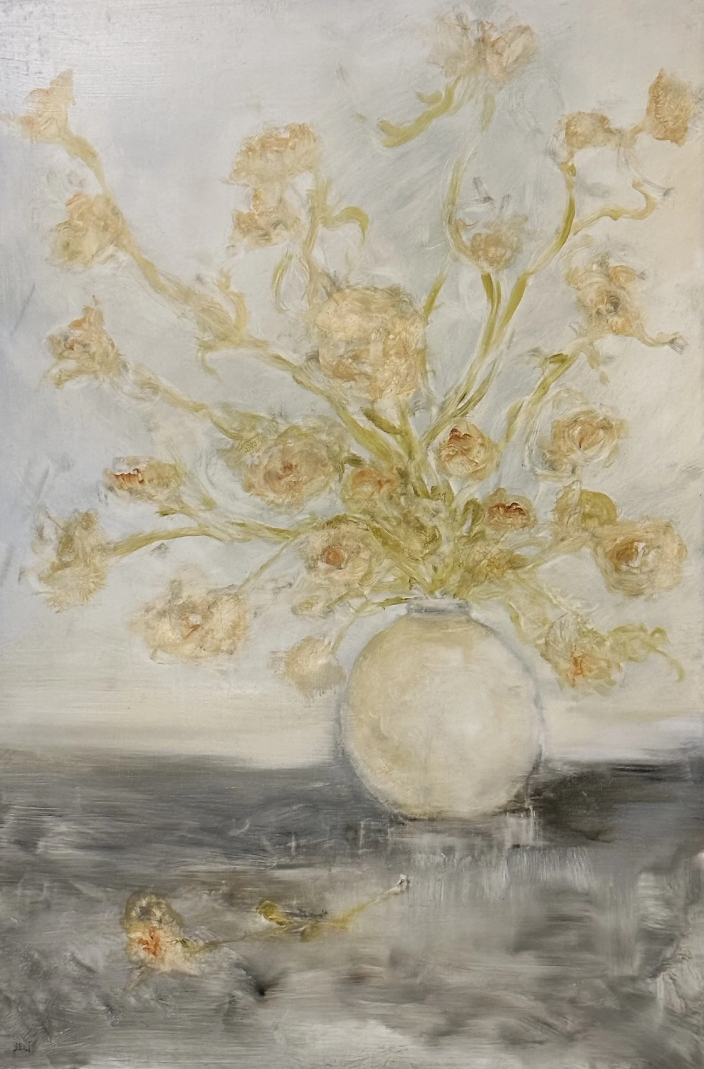Morning/ Mourning Flowers - Oil on wood panel 36" x 24"