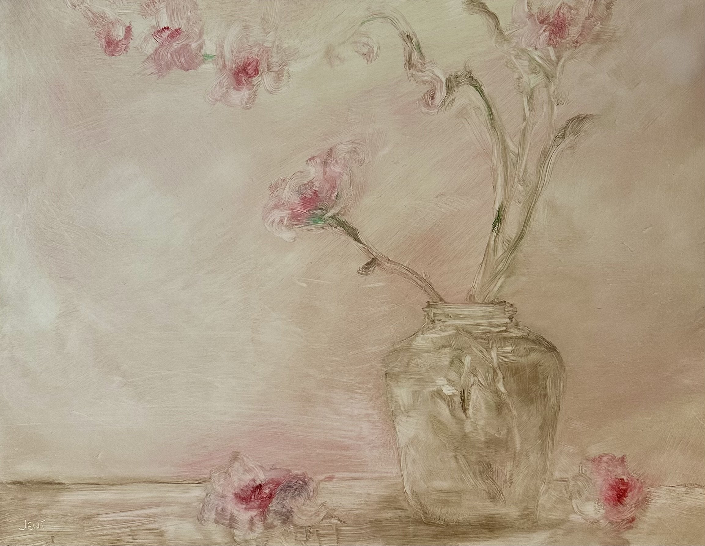 Sweetheart Blossoms - Oil on MDF panel 14" x 18"