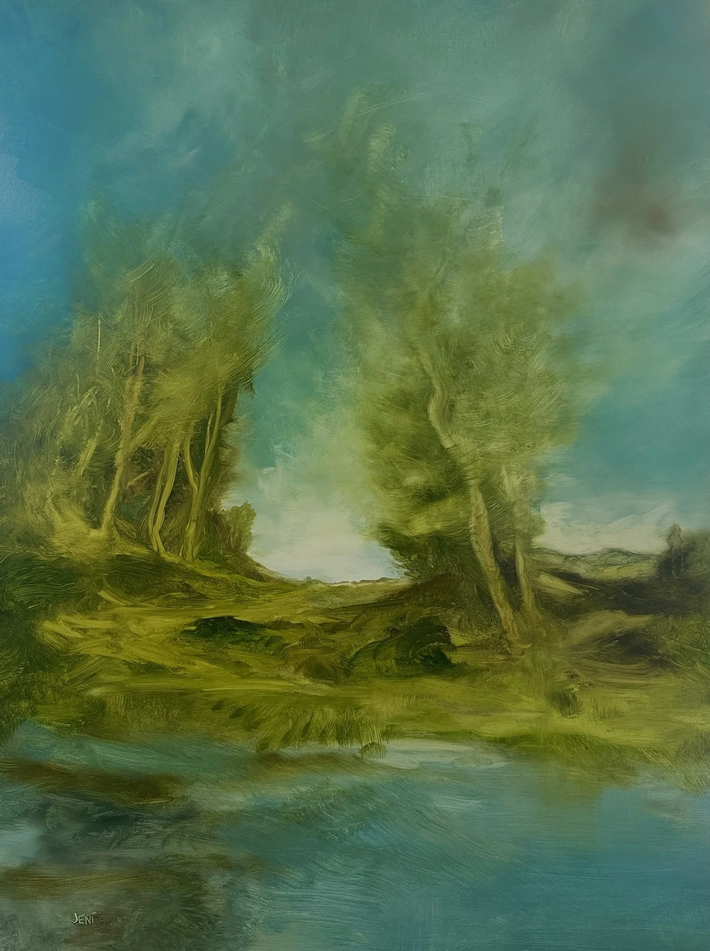What Doesn't Bend Breaks - oil on wood canvas 40x30IN