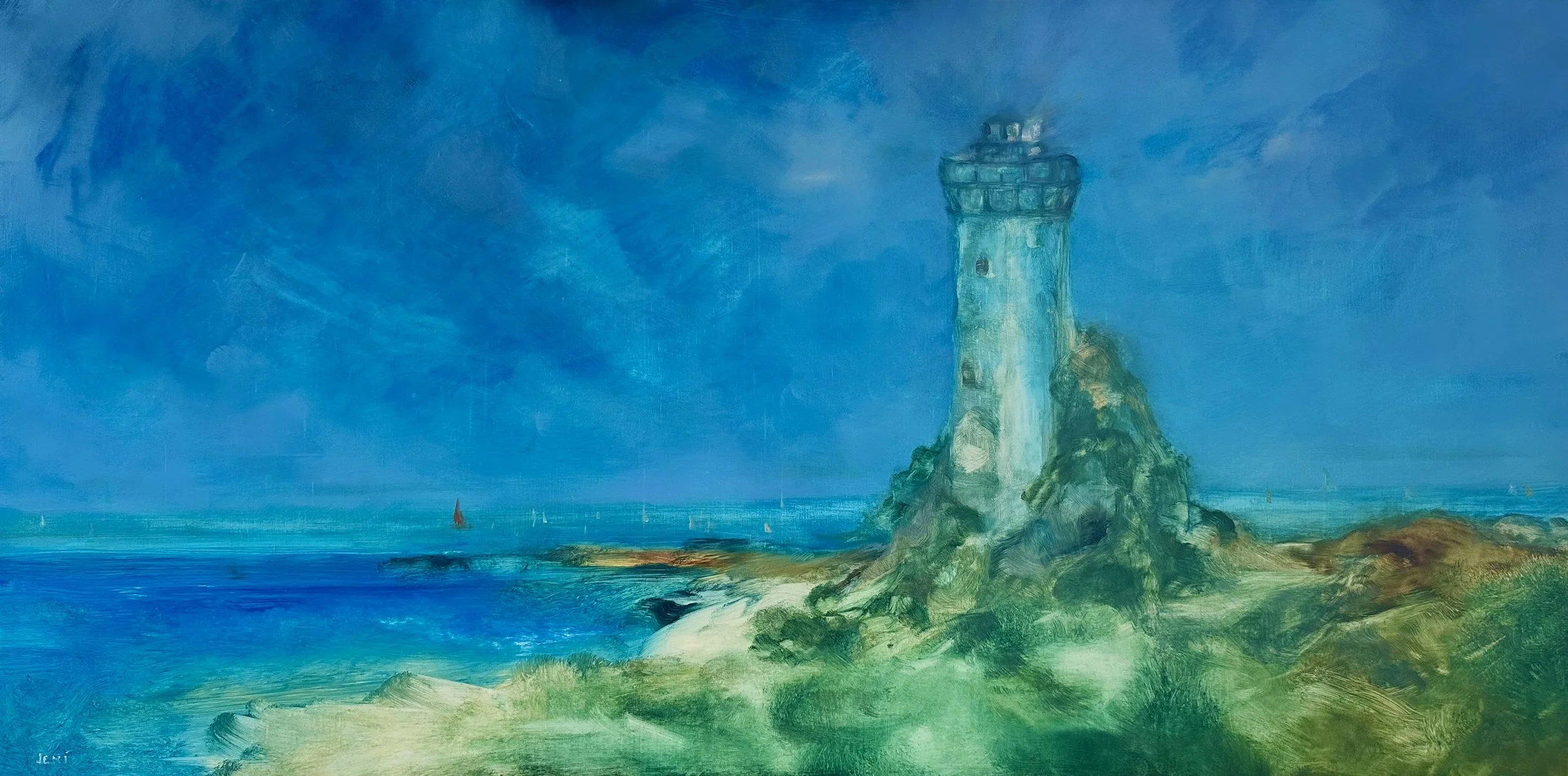 Afternoon Sail - Oil on wood panel 24" x 48"