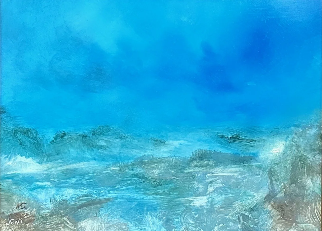 Stormy Sea Swell - Oil on panel 2" x 12"