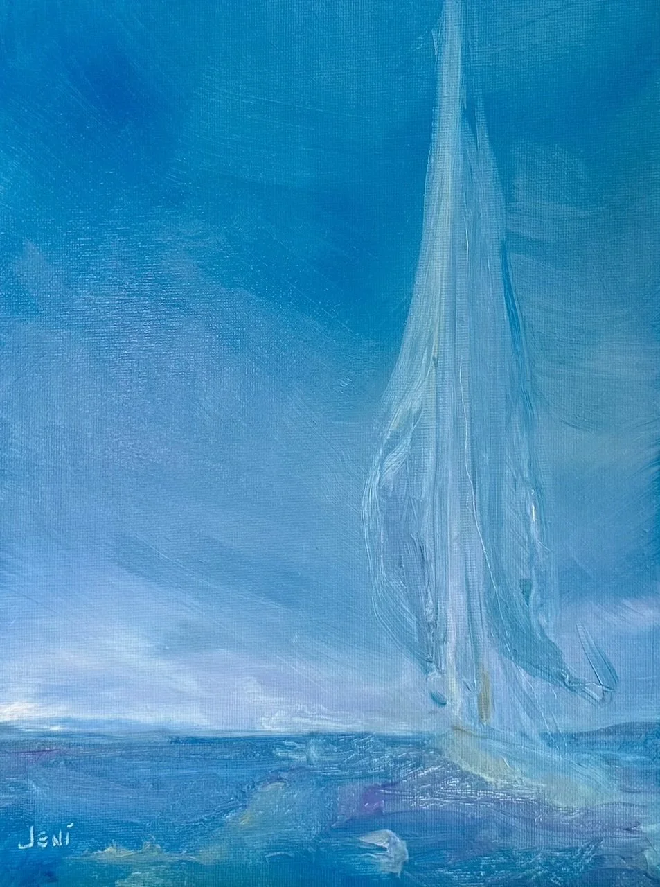 Out To Sea - Oil on canvas panel 12" x 9"