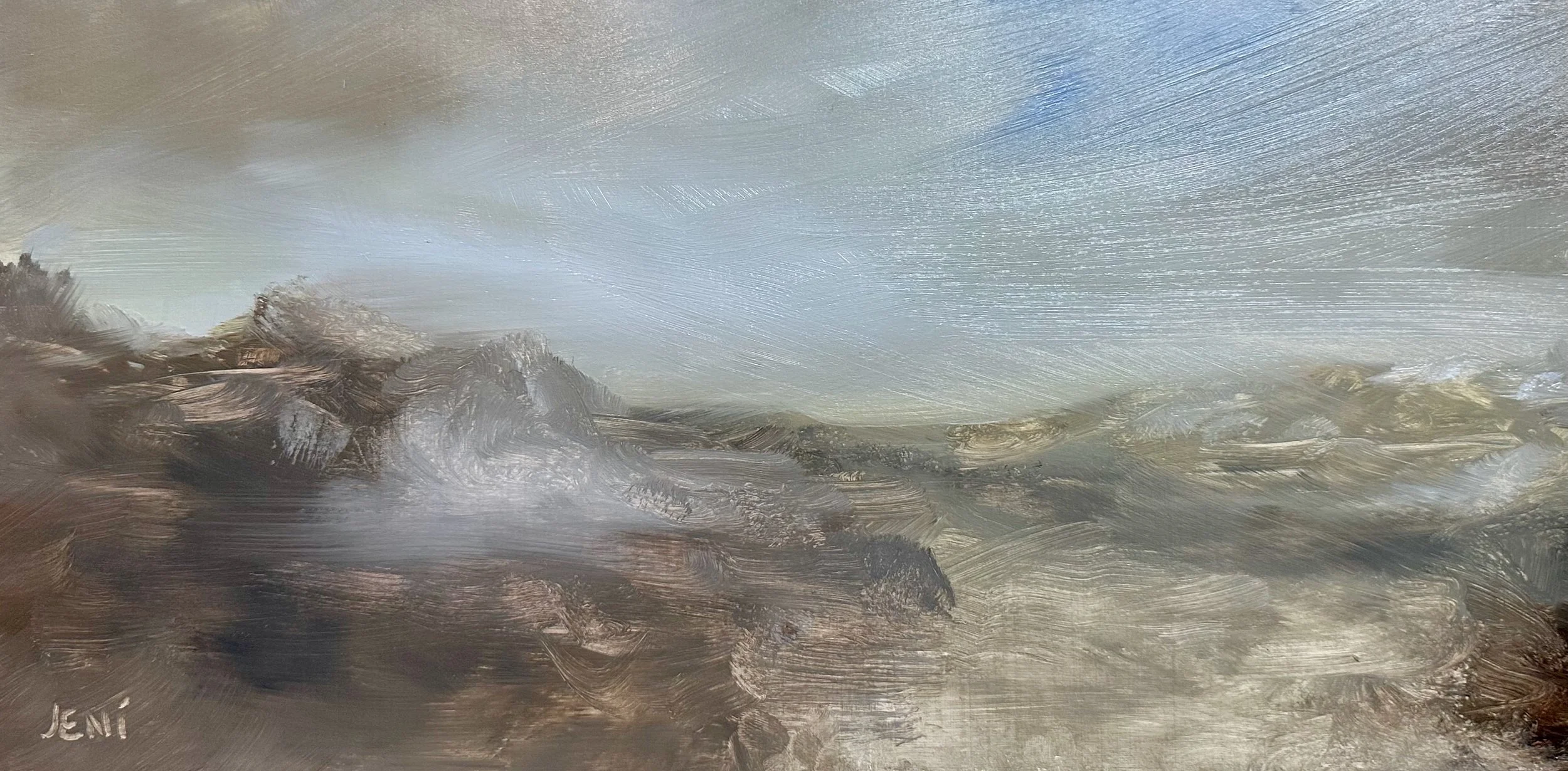 Hidden Path - oil on wood canvas - 8x16IN