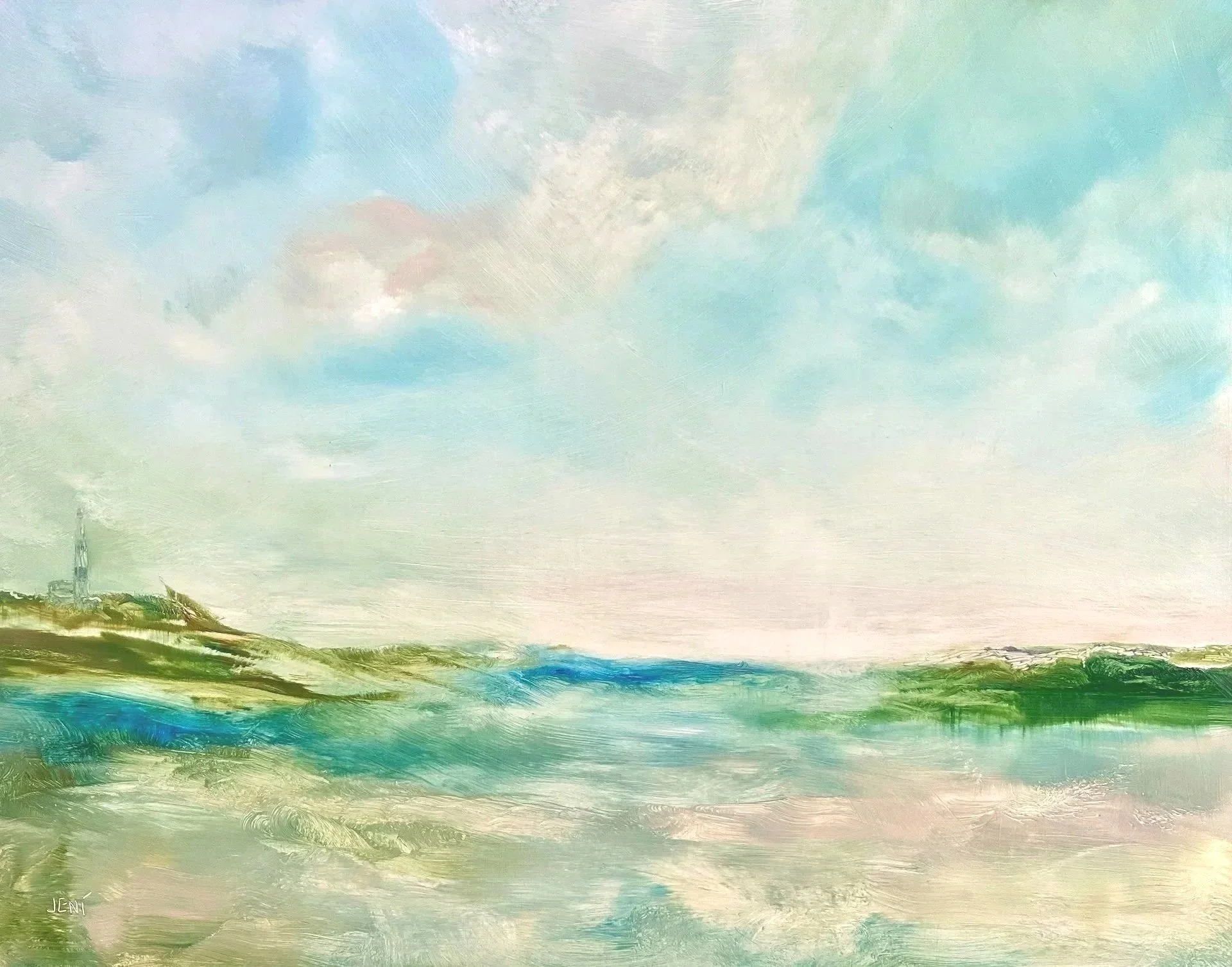 Fire Island Lighthouse - Oil on wood panel 24" x 30" - Commission