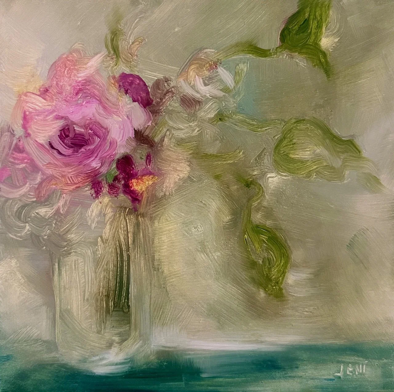 American Pillar Rosa - Oil on panel - 8x8IN