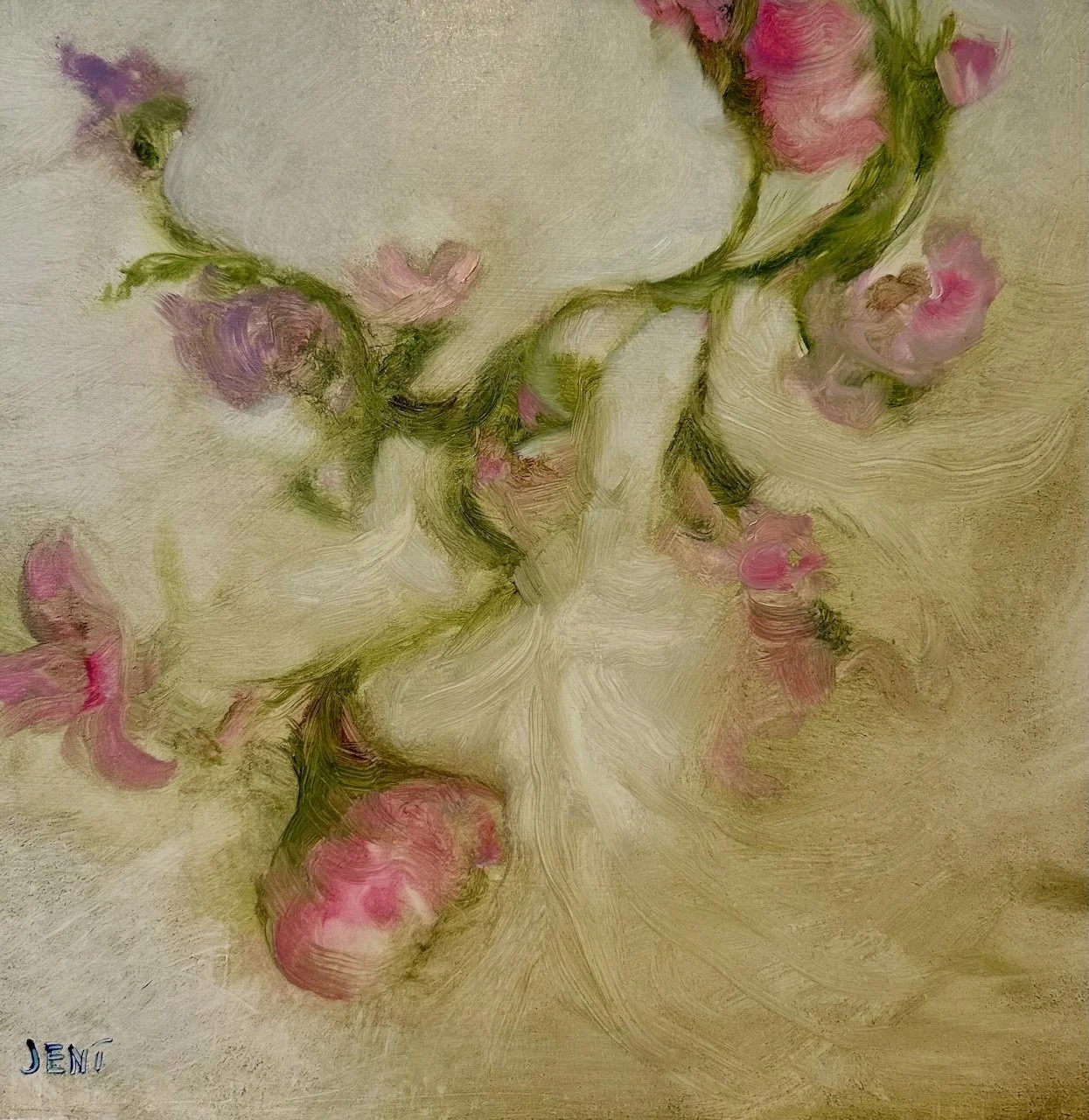 Sweetheart Blossoms - Oil on panel 10" x 10"