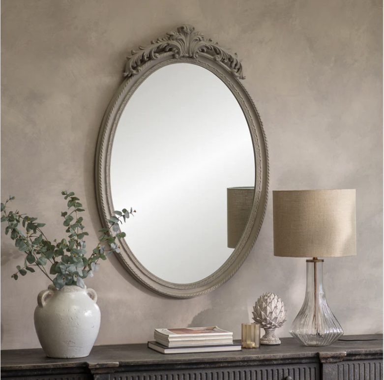 Pale Shore Oval Mirror