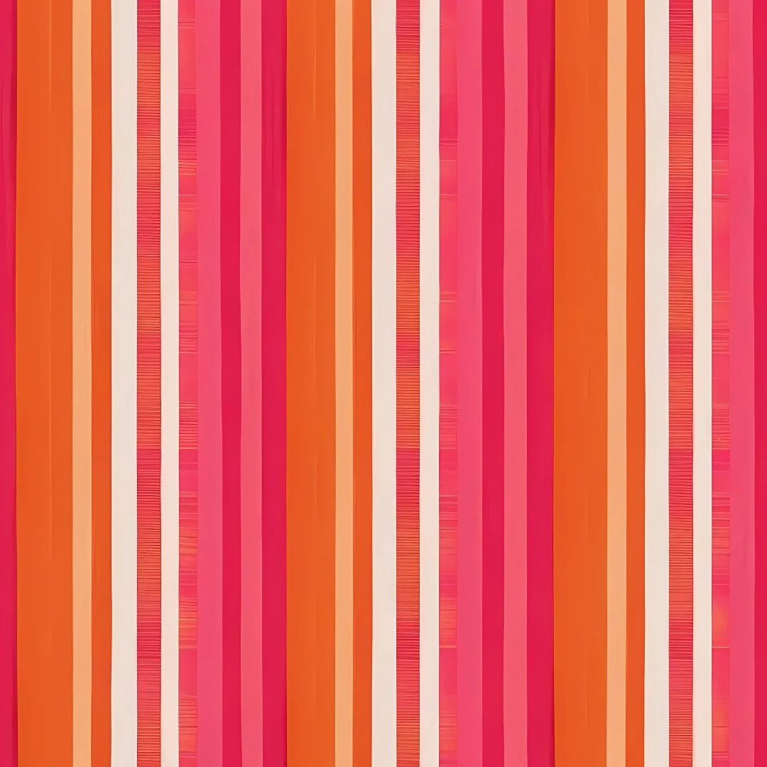 Vertical striped pattern in shades of orange, pink, and red.