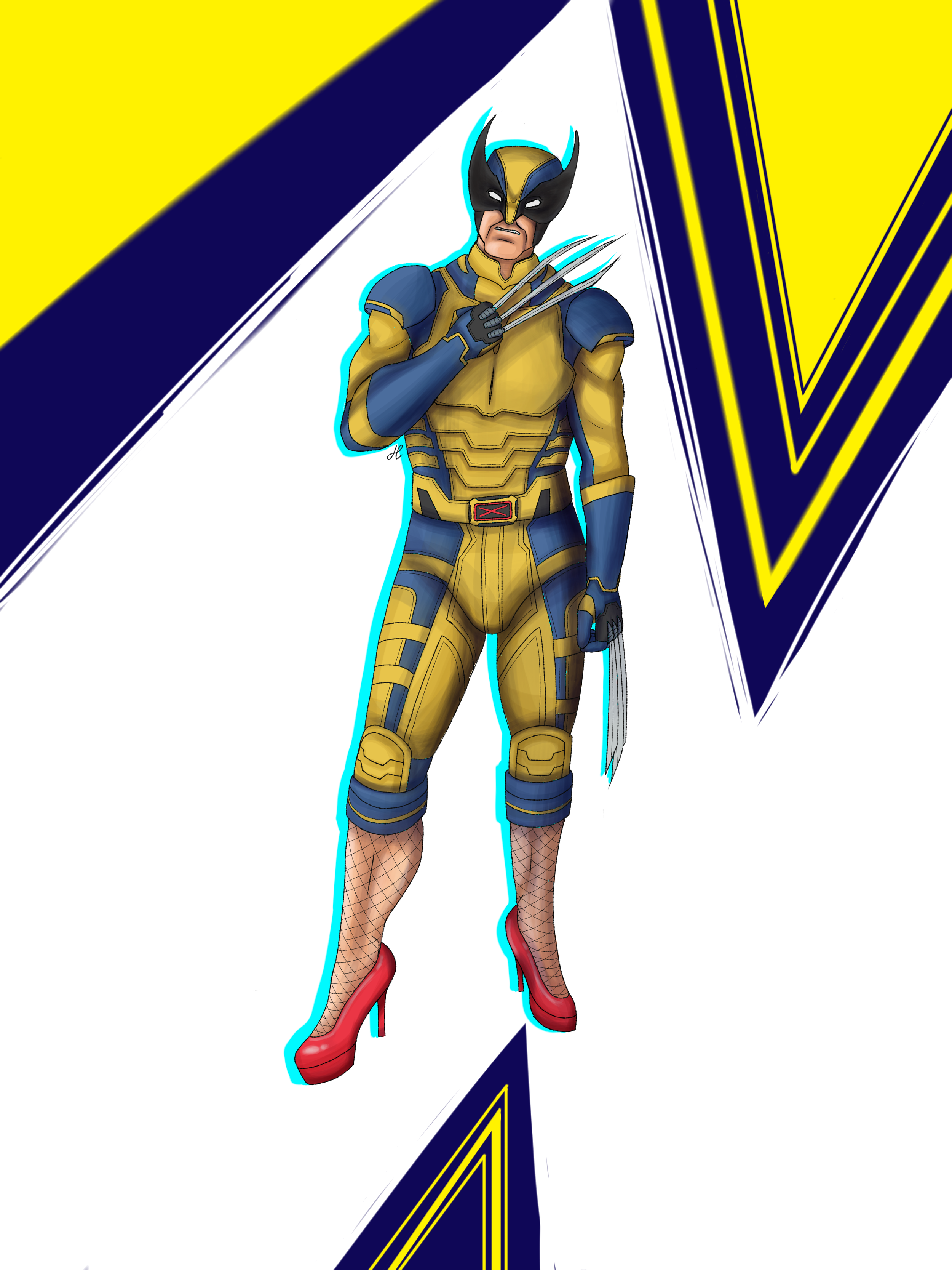 Wolverine in High Heels and Fishnet Fanart