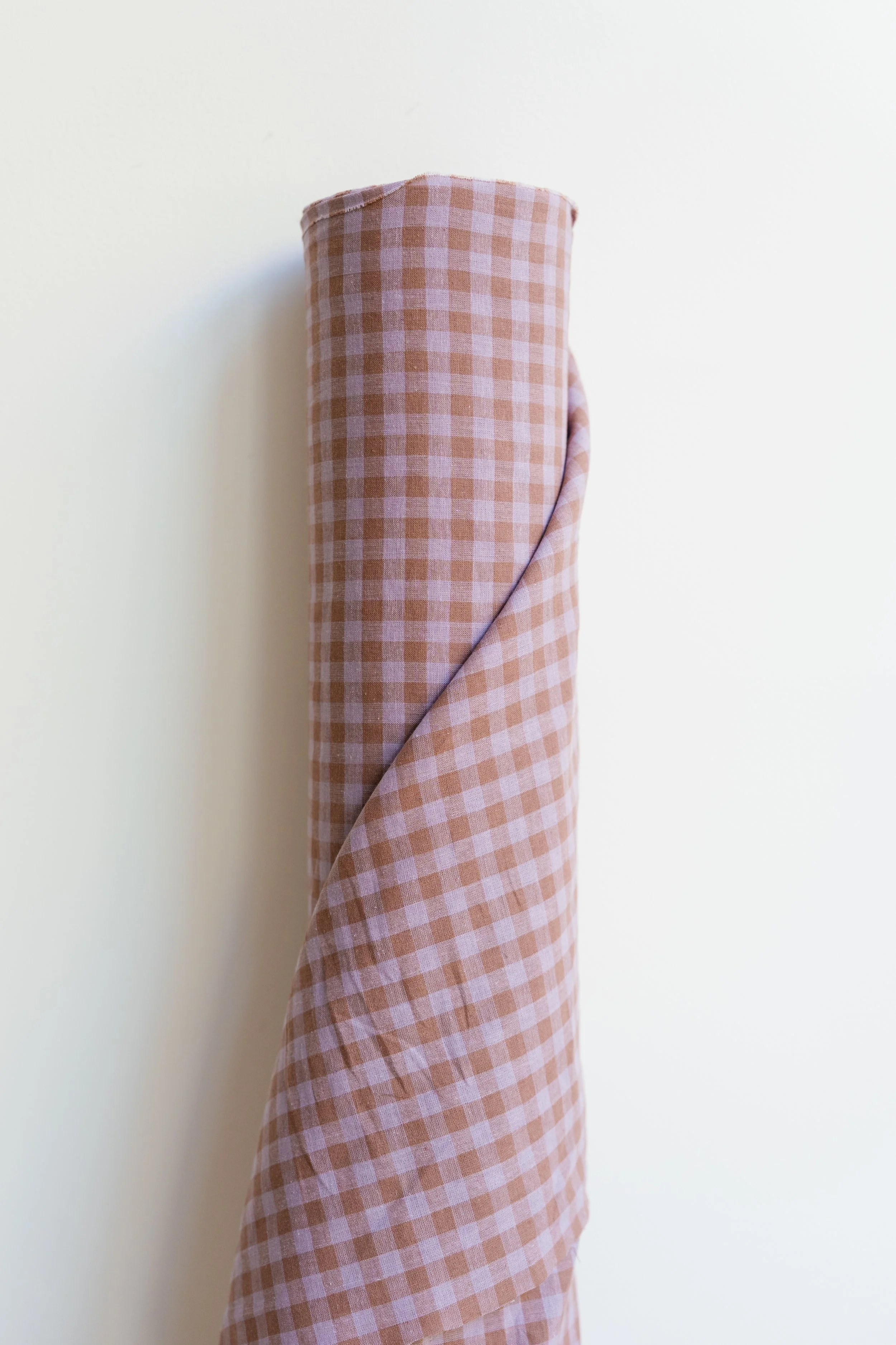Lilac Gingham Linen & Cotton Blend