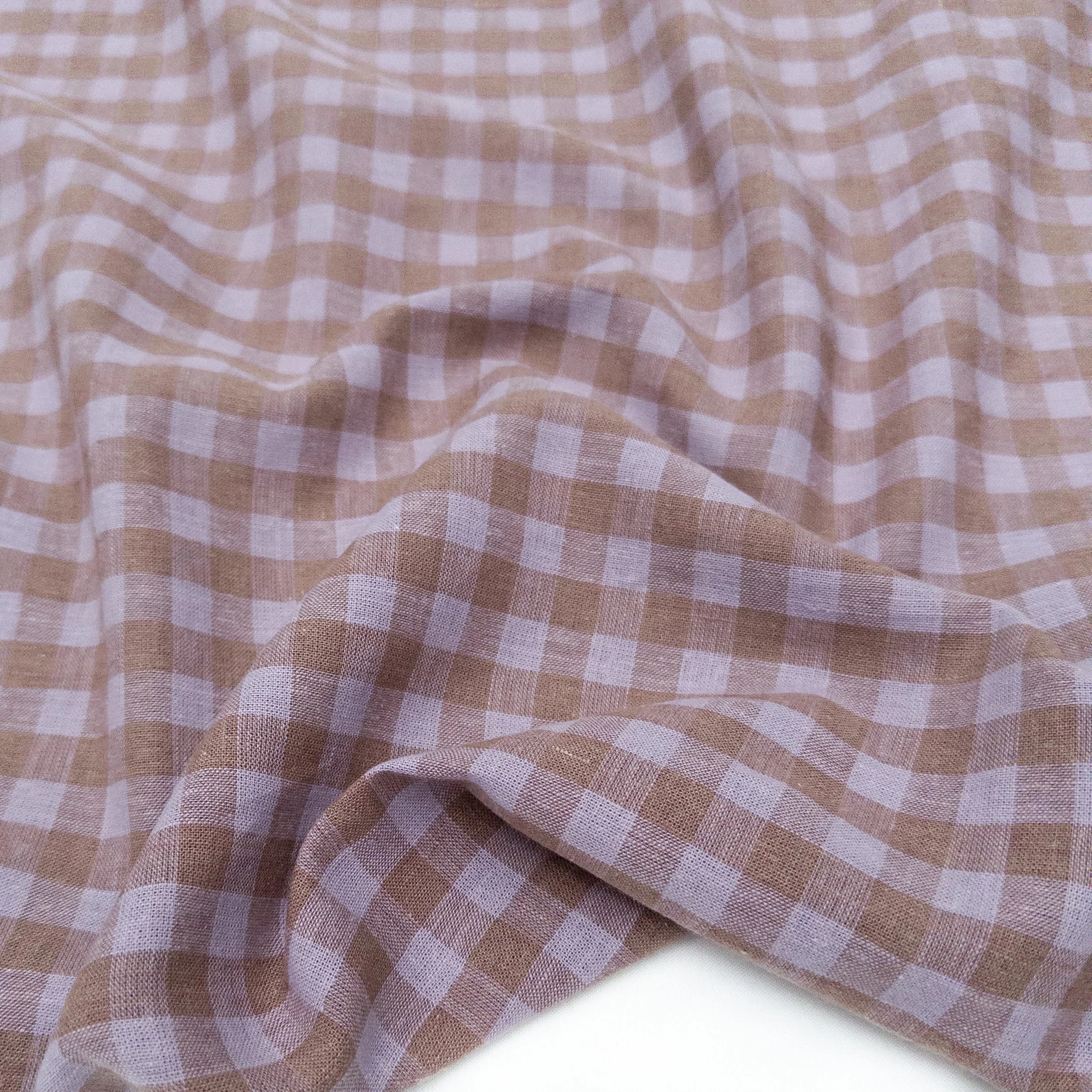 Lilac Gingham Linen & Cotton Blend