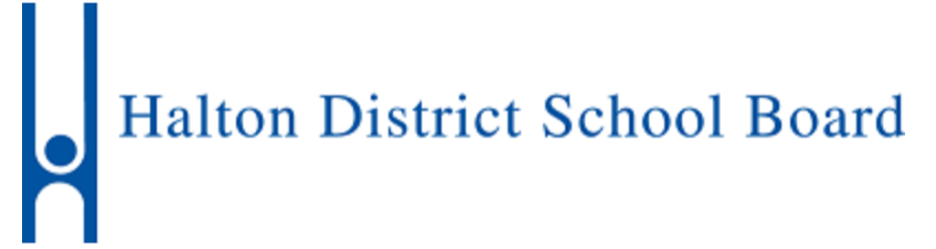 Logo of Halton District School Board with a blue vertical line and circle design.