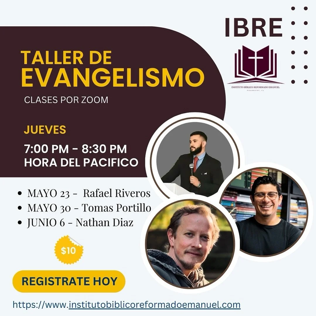 &iexcl;&Uacute;nete al Taller de Evangelismo!

En IBRE creemos firmemente en el poder transformador del Evangelio y en la importancia de compartir el mensaje de amor, esperanza y salvaci&oacute;n de Jesucristo con nuestro pr&oacute;jimo. Por eso, est