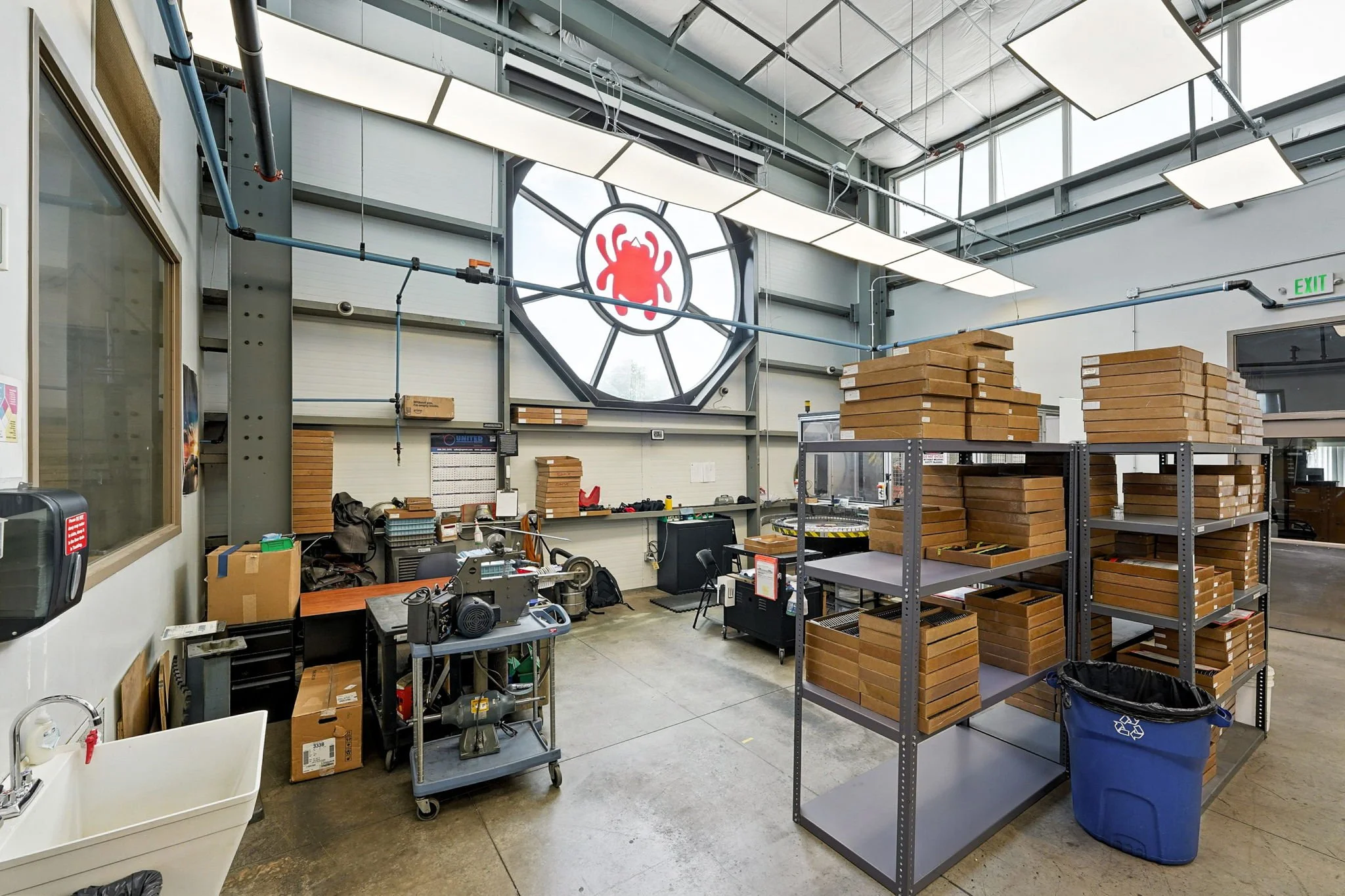 The Spyderco circular window is a pervasive symbol of the Spyderco brand and visual point of pride for many of the staff who working within the manufacturing facility.