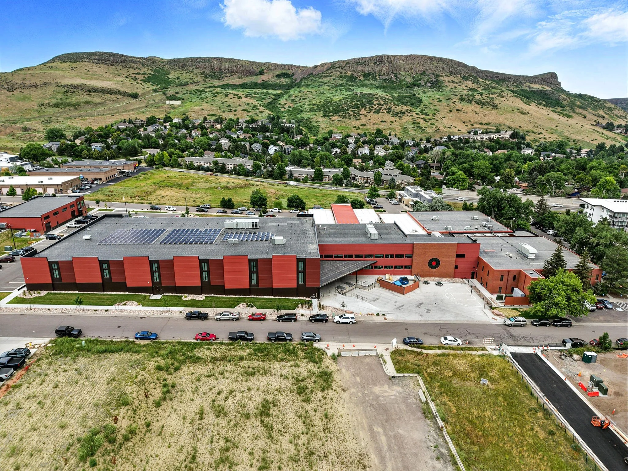 Spyderco west aerial showcases the large scale and beauty of the tilt up concrete panels.