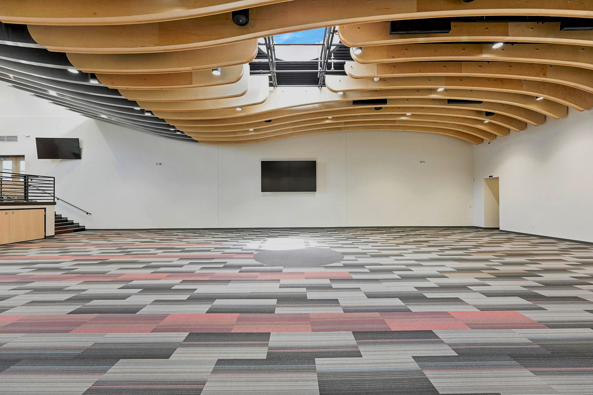 The Spyderco knife fins create a rhythm only interrupted by a framed skylight.