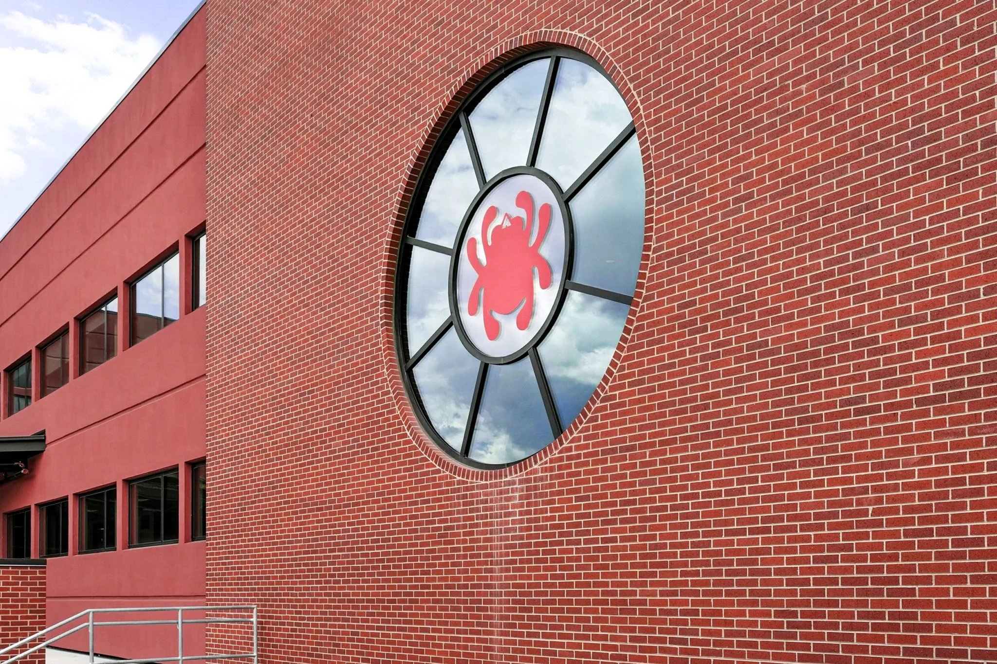 The Spyderco window on the west side of the building is highly visible from the street and loading dock.
