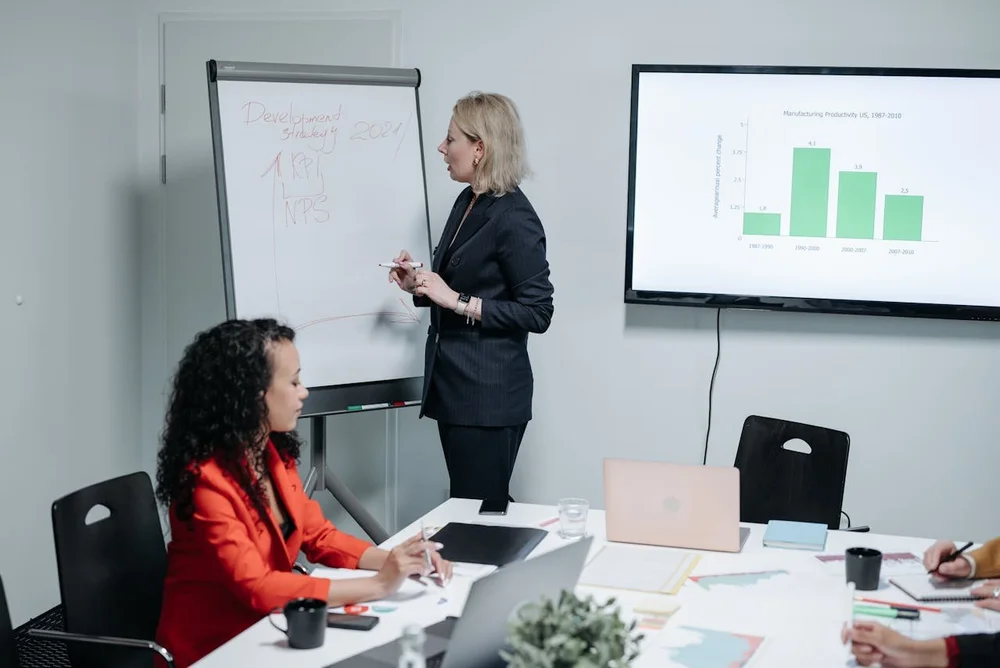 Small business team working in a private office
