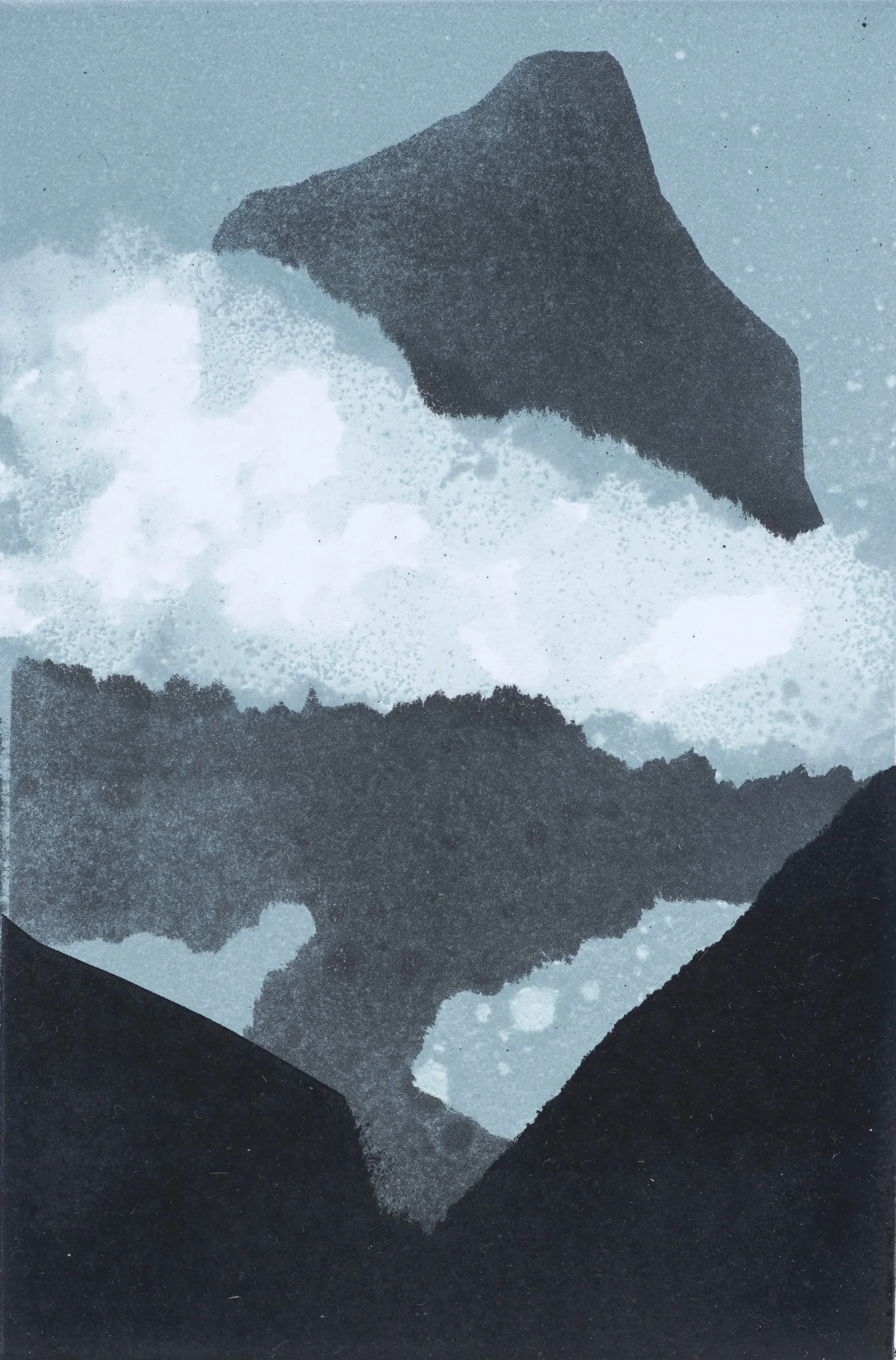 Mountain Reflection, monotype, 10 x 15cm, 2025
