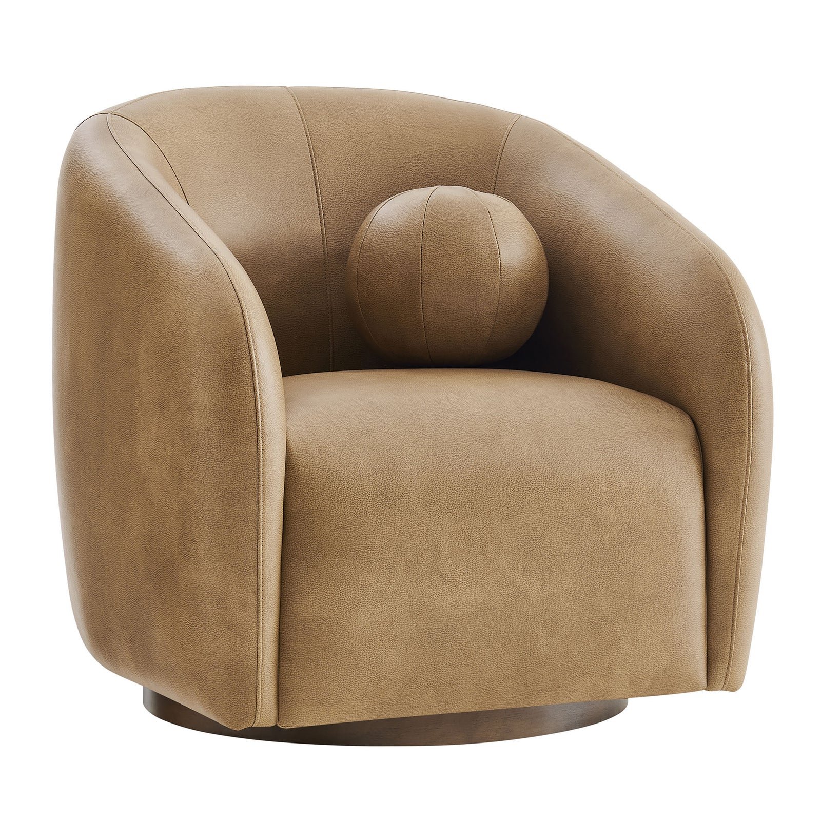 StyledU by IC Holland Toast Leather Swivel Chair