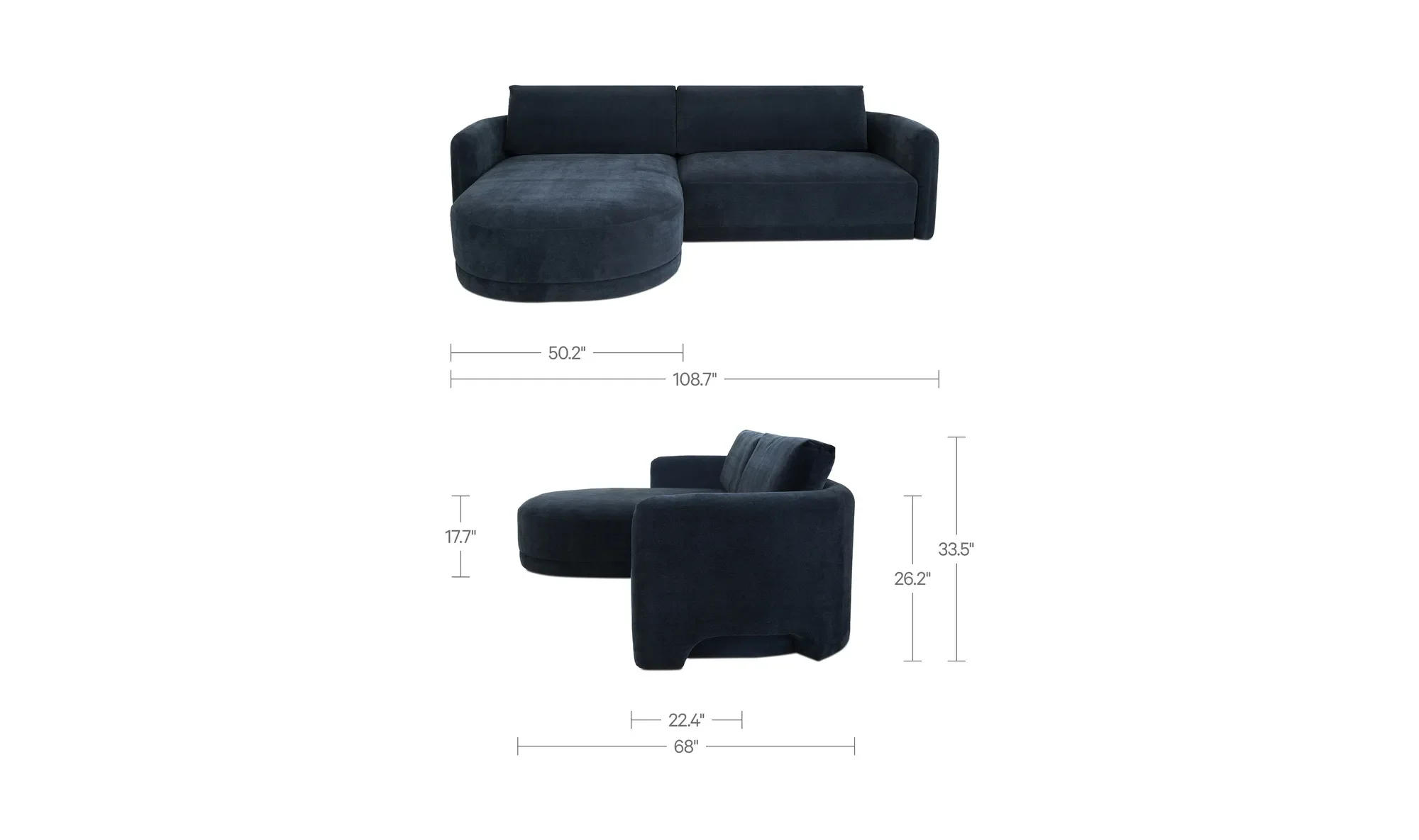 IC Emmy Sectional in Dark Blue LAF 7