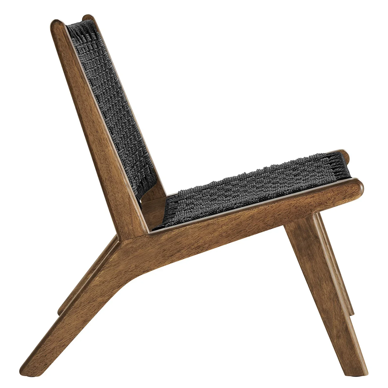 StyledU by IC Saoirse Woven Rope & Walnut Accent Chair - Black 2