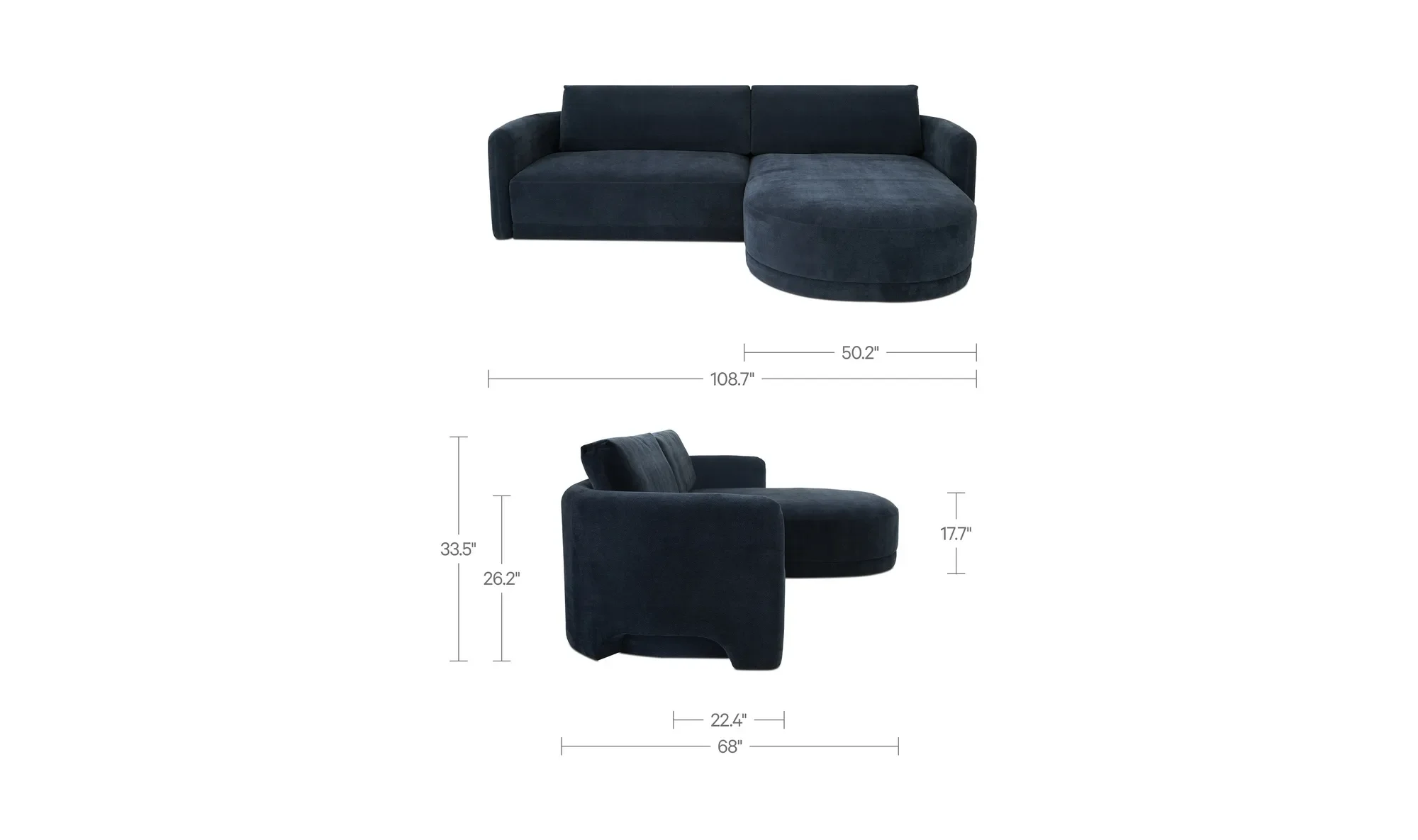 IC Emmy Sectional in Dark Blue - RAF 9