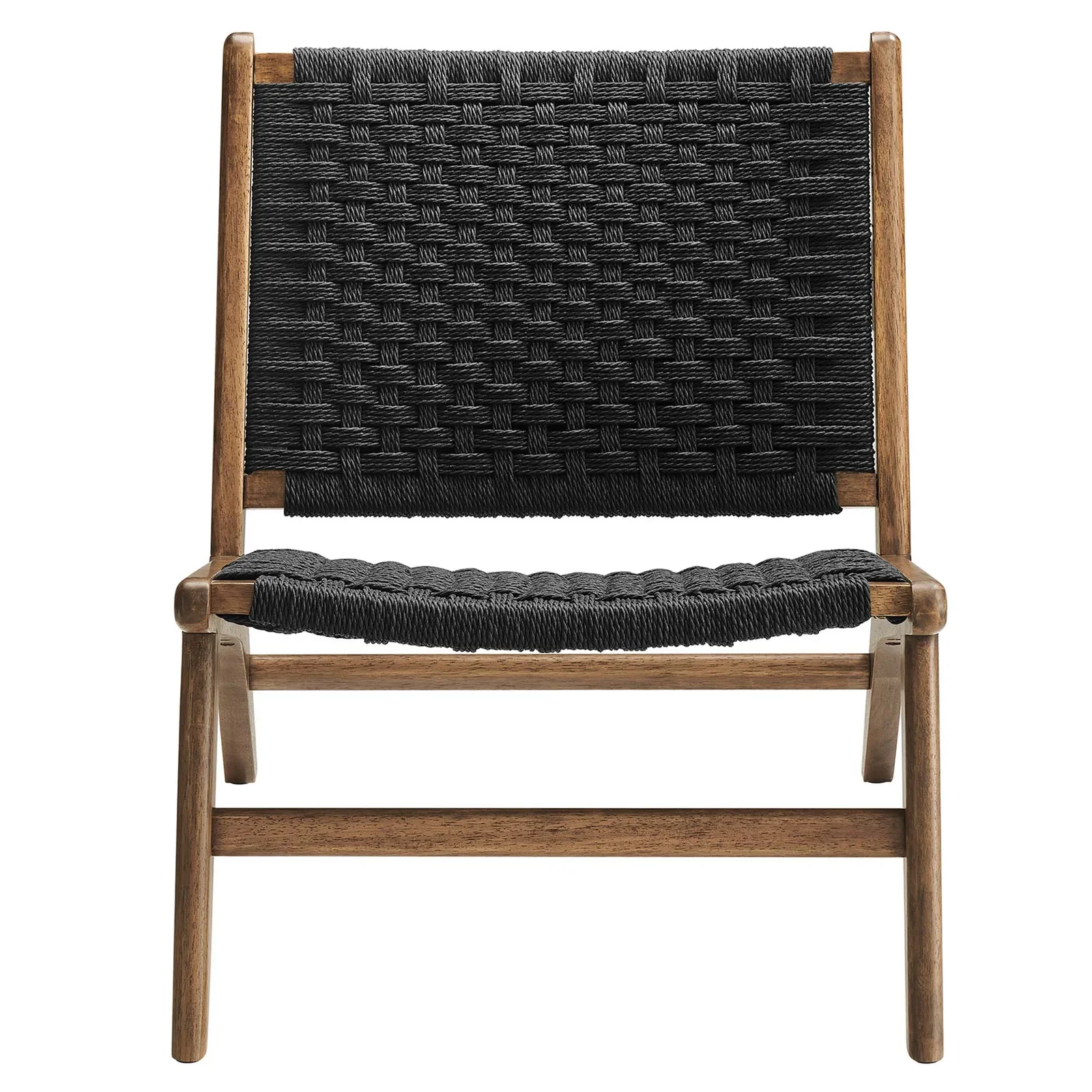 StyledU by IC Saoirse Woven Rope & Walnut Accent Chair - Black 4