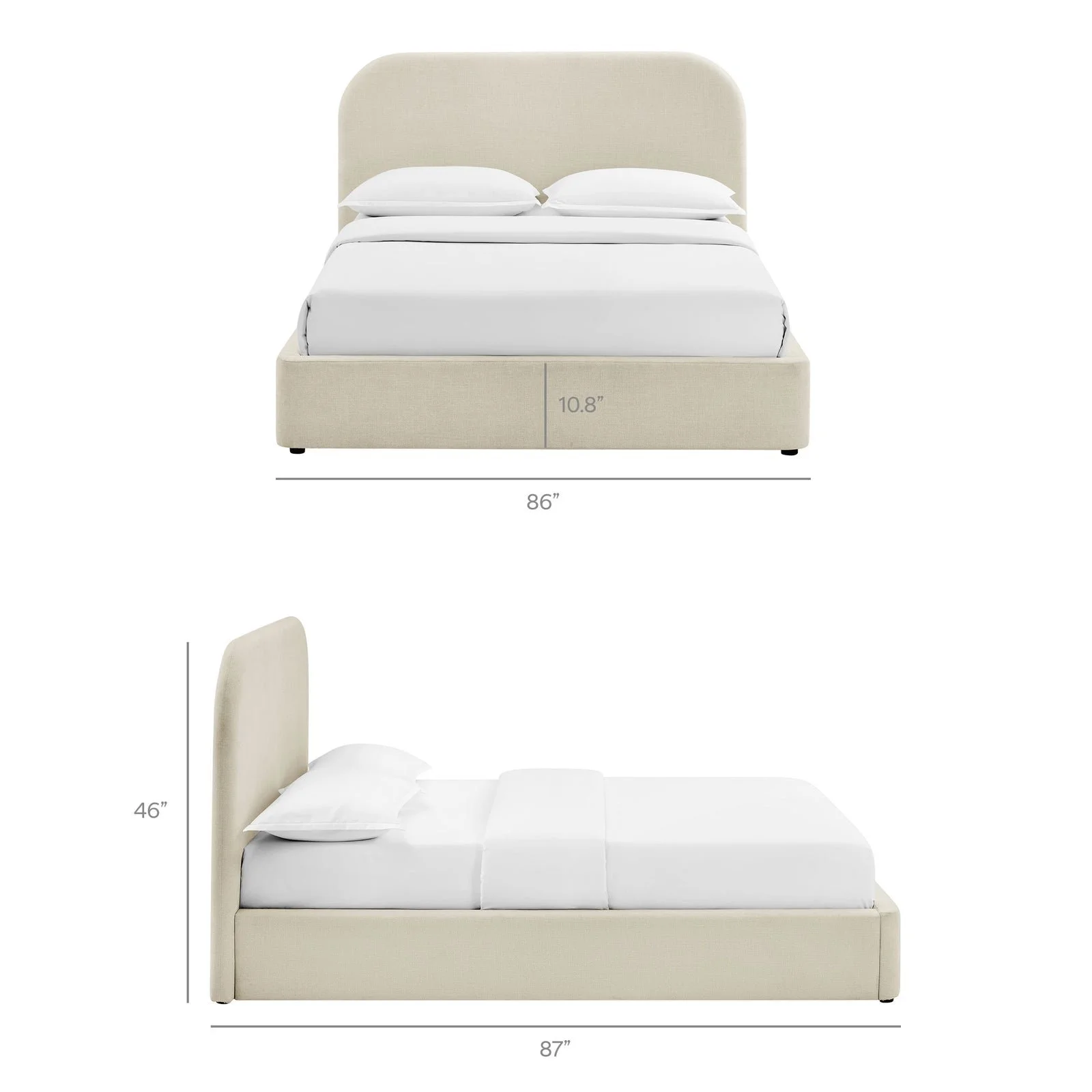 StyledU by IC Keynote Upholstered Storage Platform Bed – Ecru - King 7
