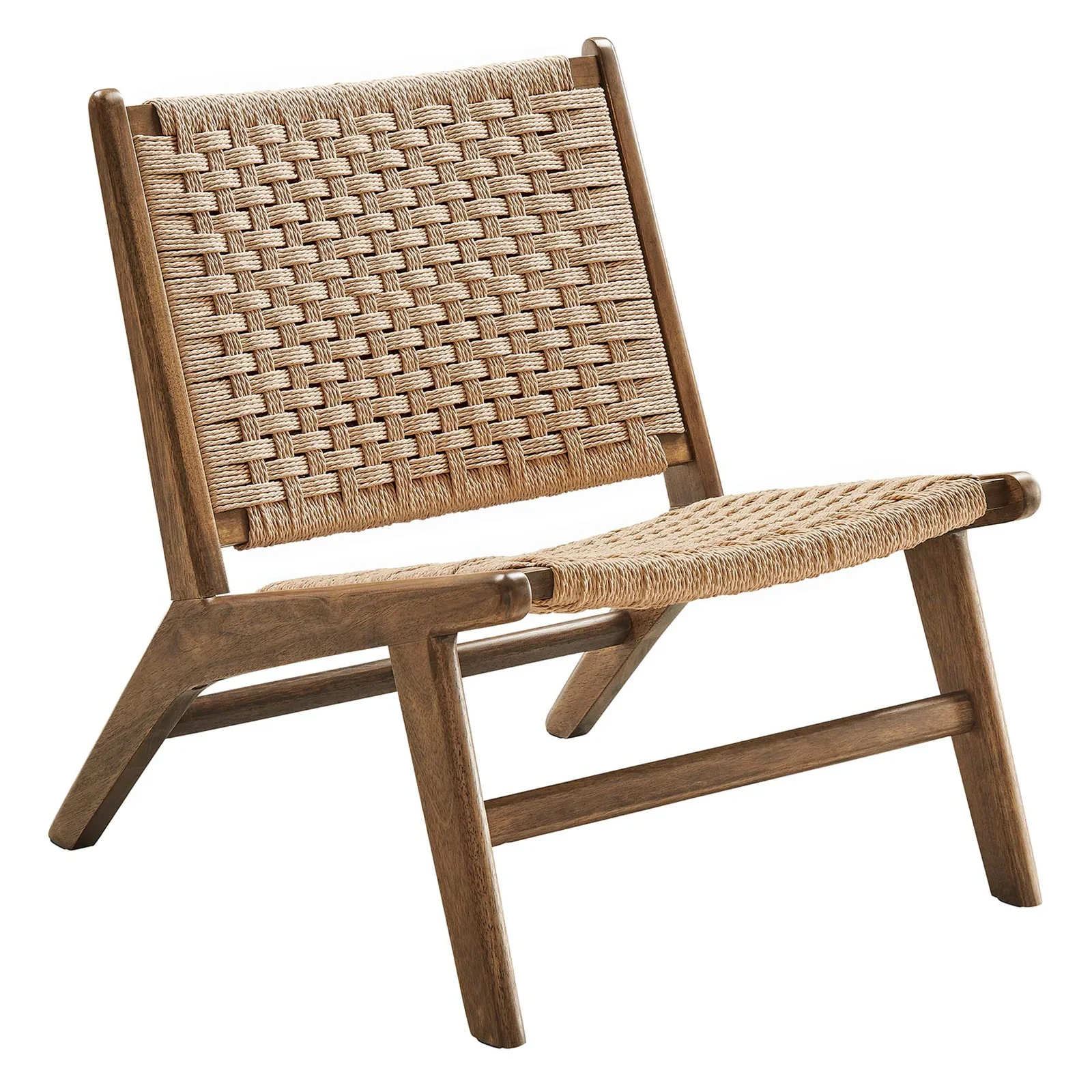 StyledU by IC Saoirse Woven Rope & Walnut Accent Chair in Natural