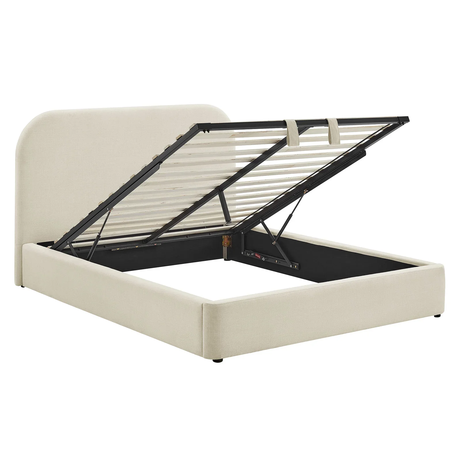 StyledU by IC Keynote Upholstered Storage Platform Bed – Ecru - King 5