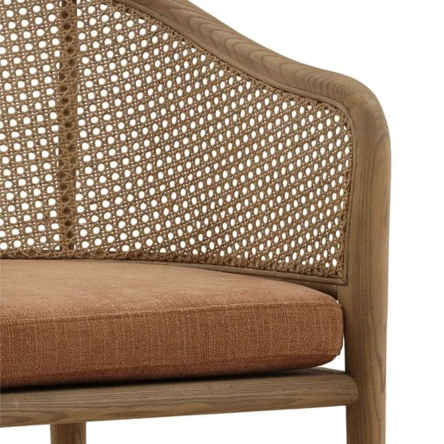 Ivory Cove Interiors Camile Rattan and Linen Dining Chair Burnt Sienna 6