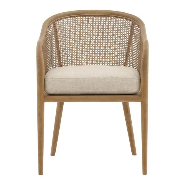 Ivory Cove Interiors Camile Linen & Rattan Dining Chair in Cream - 2