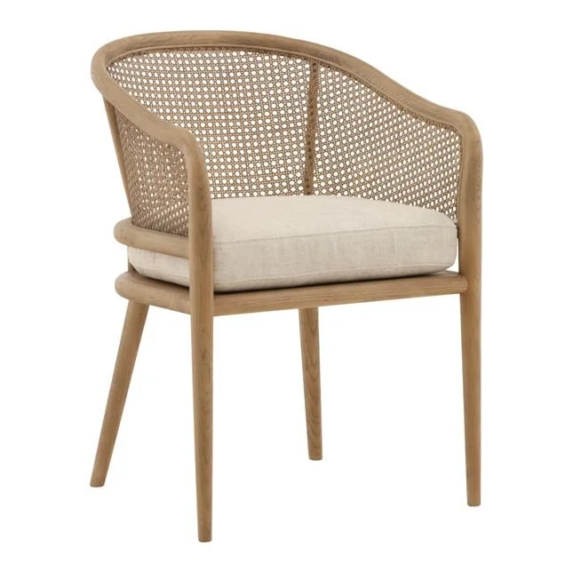 Ivory Cove Interiors Camile Linen & Rattan Dining Chair in Cream