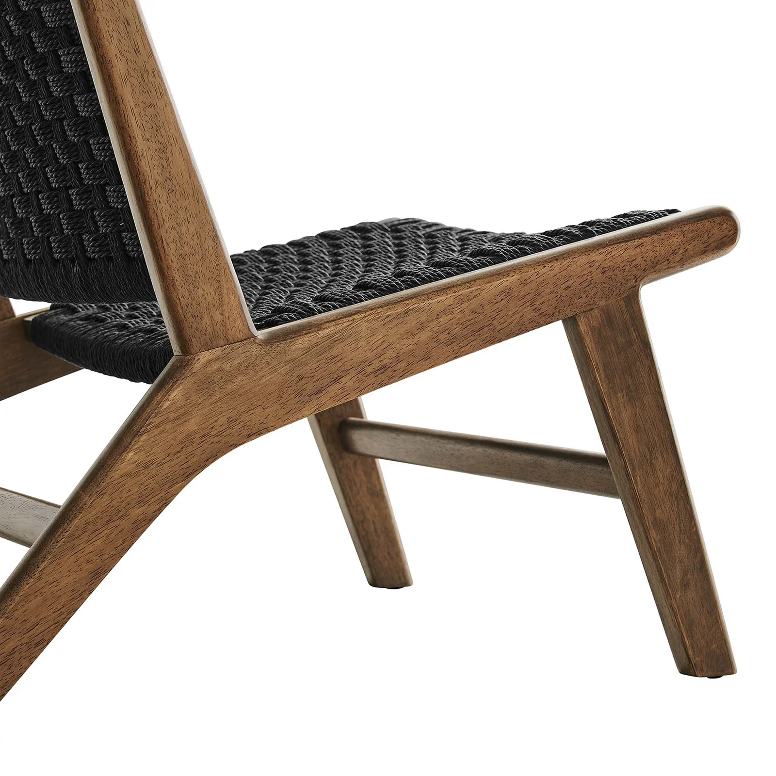 StyledU by IC Saoirse Woven Rope & Walnut Accent Chair - Black 5