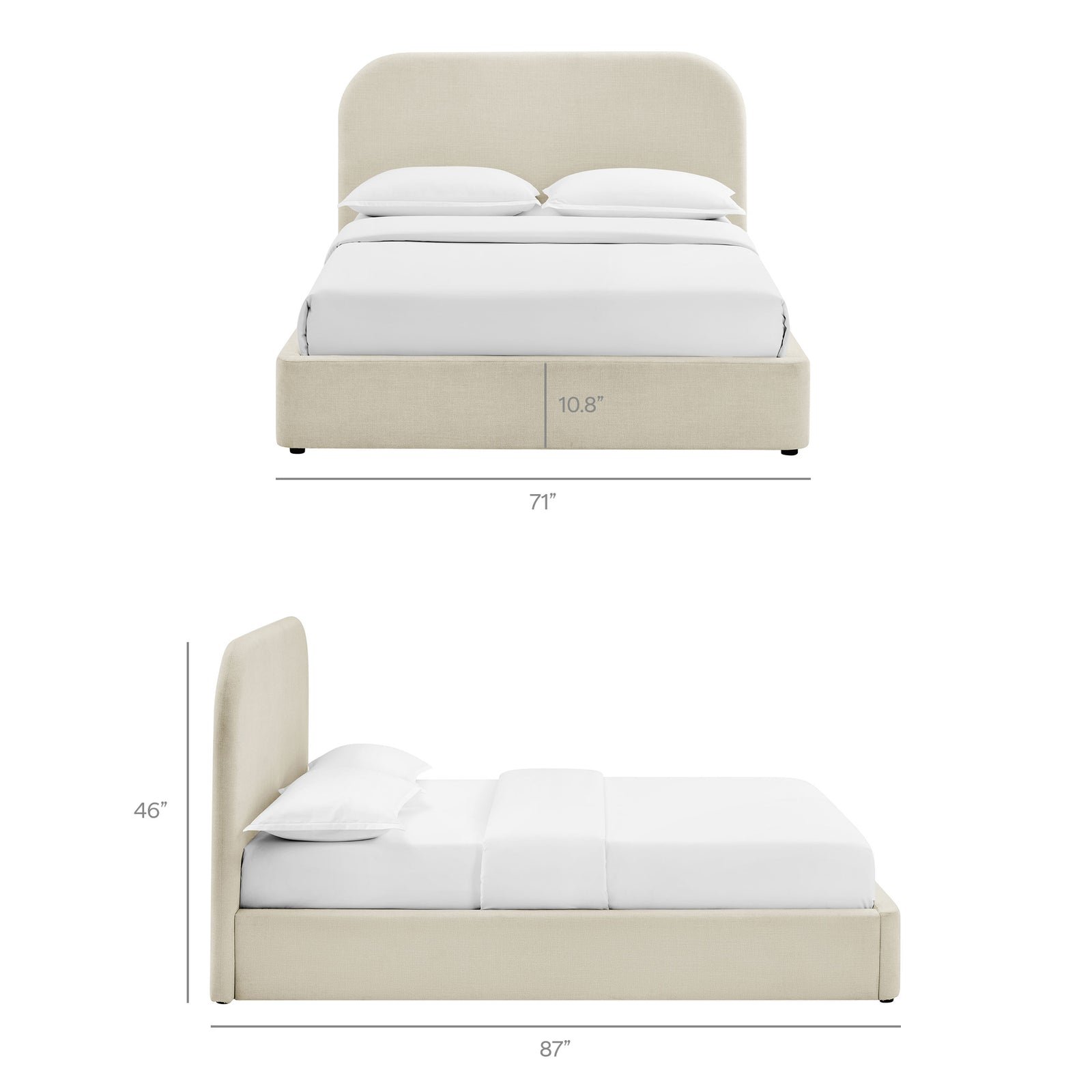 StyledU by IC Keynote Upholstered Storage Platform Bed – Ecru - Queen 7