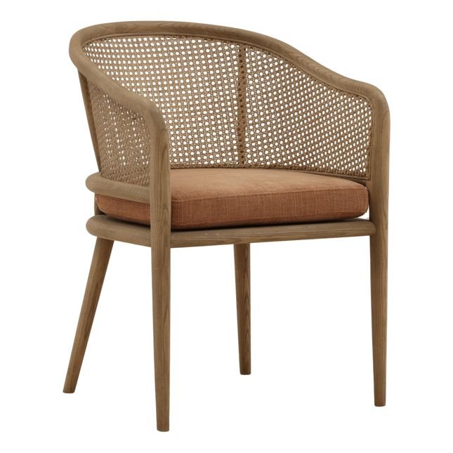 Ivory Cove Interiors Camile Rattan and Linen Dining Chair Burnt Sienna