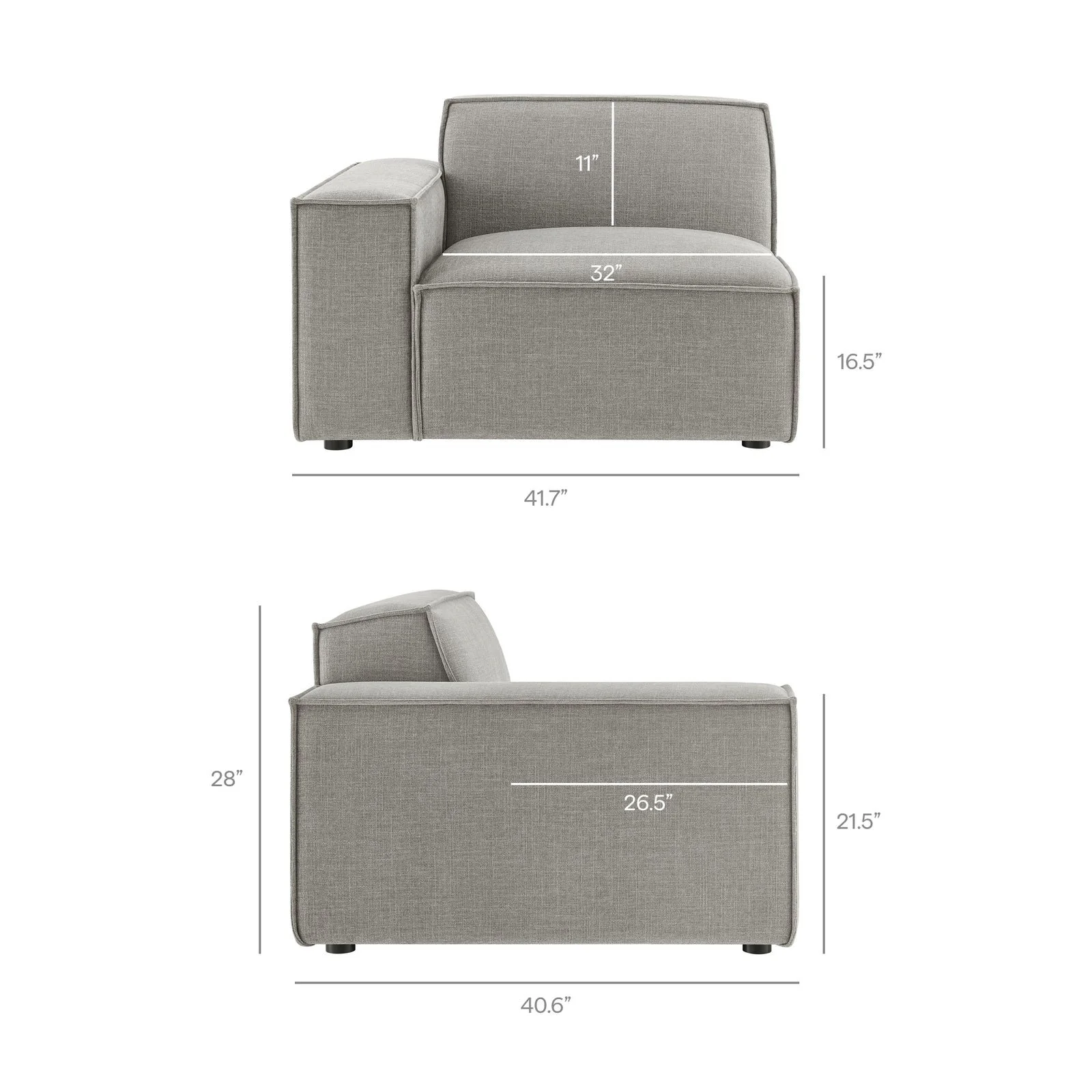 StyledU by IC Asher U-Shape Modular Sofa Pewter 8
