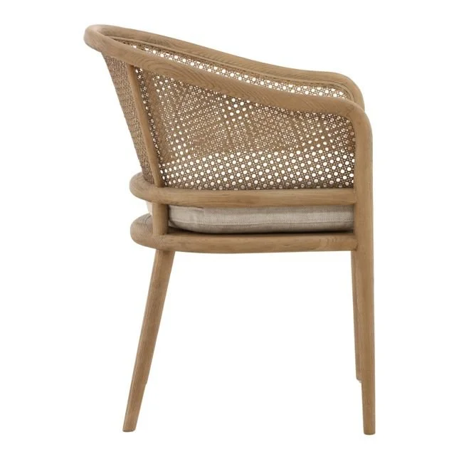 Ivory Cove Interiors Camile Linen & Rattan Dining Chair in Cream - 3